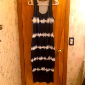 Blue & White Tye Dye Maxi Dress